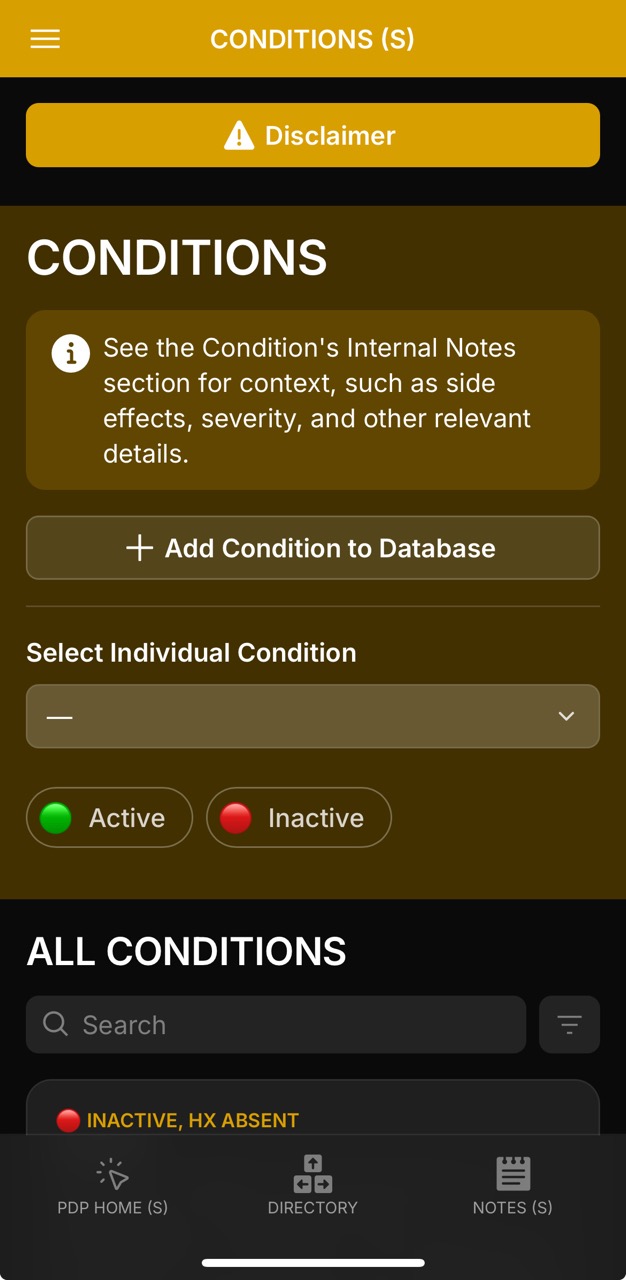 Conditions Page